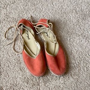 Free People Lace Up Espadrilles Coral Size 38